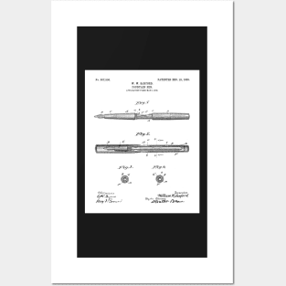 Fountain Pen Patent - Writer Editor Home Office Decor Art - White Posters and Art